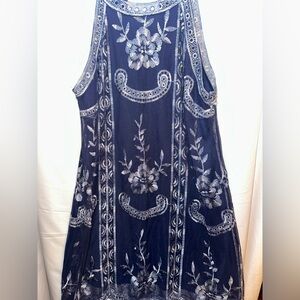 Altar'd State Navy Floral Midi Dress